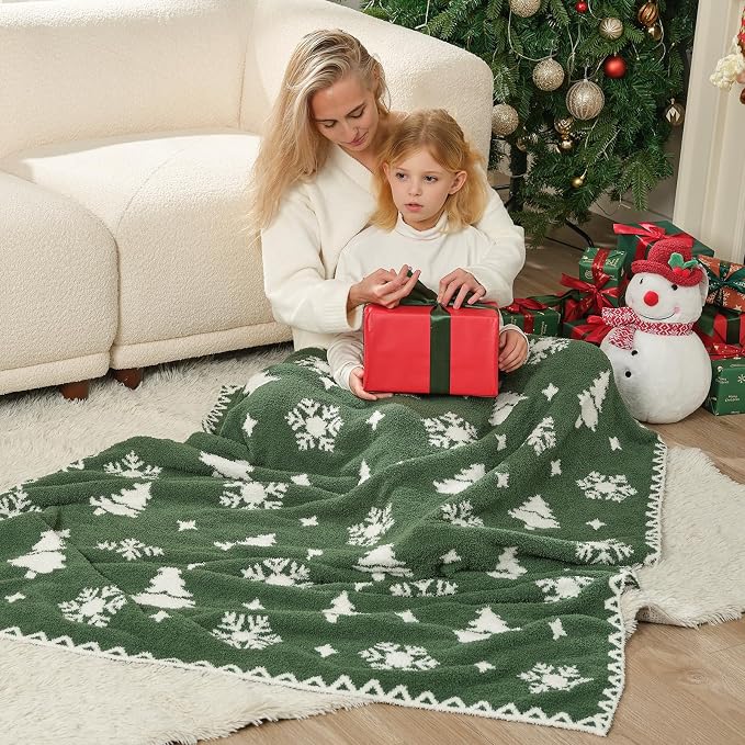 Snuggle Sac Christmas Throw Blanket Fairy Isle Christmas Tree 50x60 inches, Ultra Soft Cozy Gift Throw Blanket for Couch, Sofa and Bed for Xmas