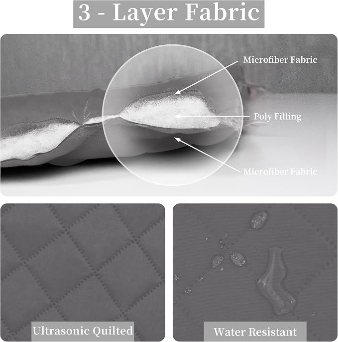 Easy-Going Reversible Quilt Set California King, Bedspread with 2 Shams | Gray/Light Gray, Machine Washable Lightweight Microfiber Bed Comforter, 1 Quilt + 2 Pillow Shams, All-Season Coverlets