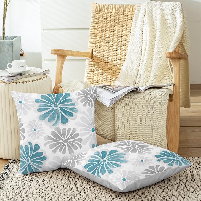 CaliTime Decorative Couch Throw Pillow Covers, 18 X 18 Inches, Teal