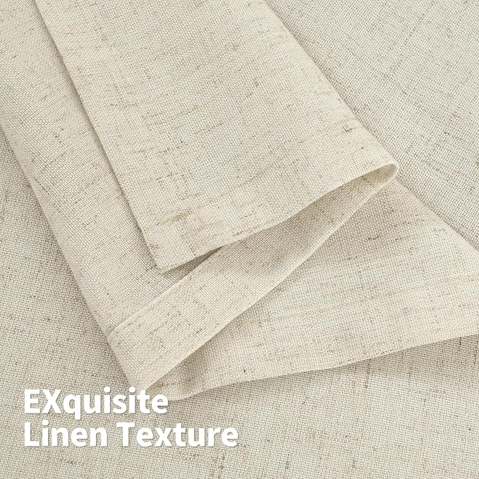 YoungsTex Beige Linen Curtains 84 Inches Length 2 Panels for Living Room, Light Filtering Semi Sheer Drapes with Grommet Privacy Natural No See Through for Bedroom, 42 X 84 Inch