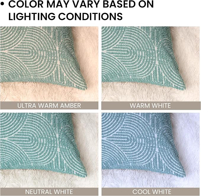 AELS Boho Decorative Textured Throw Pillow Covers 20x20, Modern Mid Century Rainbow Tufted Pillow Case, Farmhouse Rustic Geometric Woven Cushion Case for Bed Couch Sofa, Green