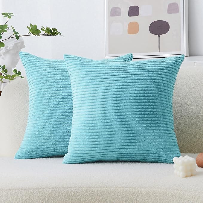 Home Brilliant Euro Pillows 26x26 Set of 2 Super Soft Teal Decorative Pillows Large Euro Sham Velvet Pillow Cover for Bench, 26x26 inch, Teal