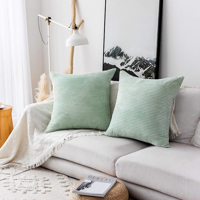 Home Brilliant Decorative Pillow Covers for Couch Sage Green Throw Pillow Covers 45x45 Set of 2 18 x 18 Pillow Cover Sofa Bench Decor, 18x18 inch, Mint