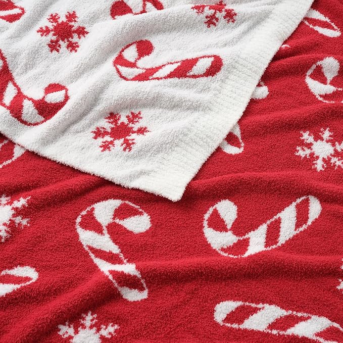 Snuggle Sac Christmas Throw Blanket Fairy Isle Candycane 50x60 inches, Ultra Soft Cozy Gift Throw Blanket for Couch, Sofa and Bed for Xmas