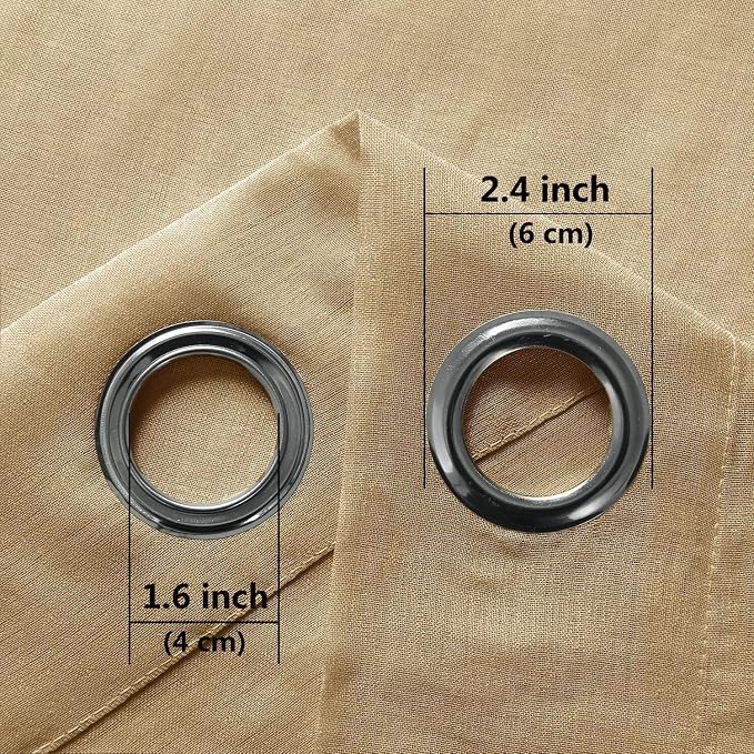 DWCN Short Sheer Curtains, Faux Linen Voile Semi Sheer 45 Inches Long Grommet Top Window Curtains Drapes Treatment for Living Room Bedroom Farmhouse, Set of 2 Panels 52 x 45 Inches, Taupe