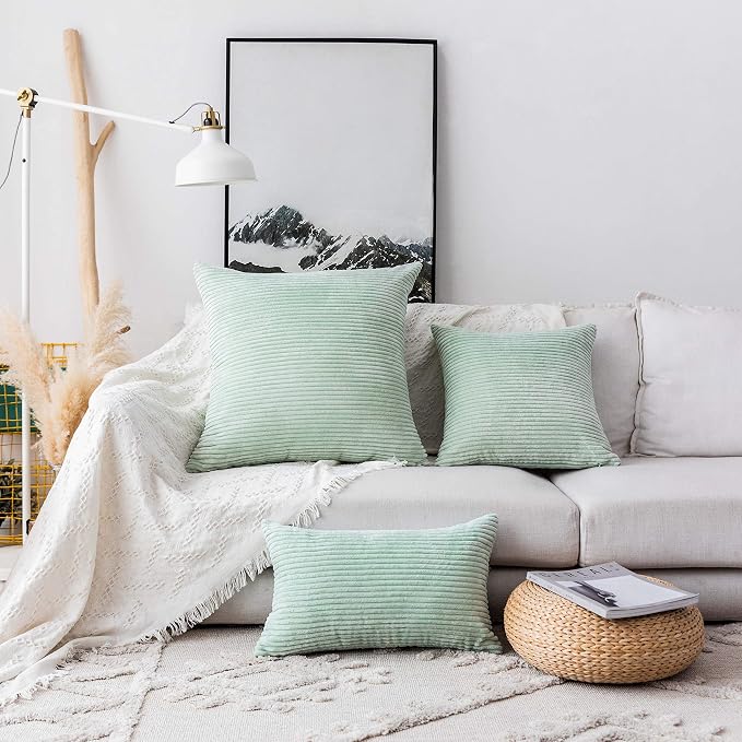 Home Brilliant Decorative Pillow Covers for Couch Set of 2 16x16 Throw Pillow Covers Sofa Bench Sage Green, 40cm, 16 x 16 Inch, Mint