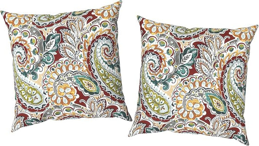 Outdoor Pillow Covers Waterproof 20x20 Inch Set of 2 Paisley Chilli Decorative Outside Patio Furniture Cushion Cases Decor for Porch Garden