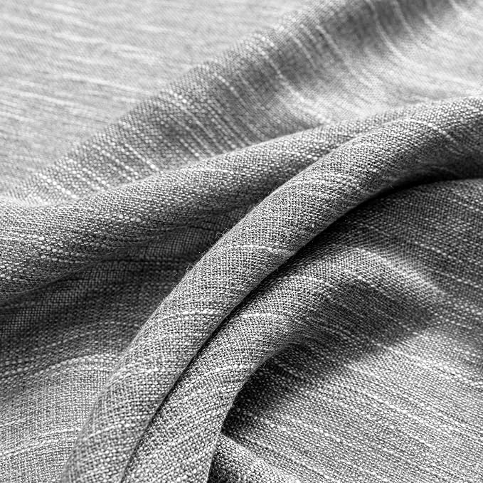MYSKY HOME Living Room Curtains 2 Panels Boho Semi Sheers Long Drapes Light Filtering for Bedroom Windows, Linen Look Texture Soft Cotton Blend Fabric, 50" Wide x 90" Long, Dark Grey, 2 Panels