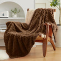 EXQ Home Gentle Soft Fleece Throw Blanket – Cozy Lightweight 3D Imitation Turtle Shell Jacquard Blanket for Couch Bed – All-Season Warm Fuzzy Flannel Blanket for Women Mom Gift(50"x70",Coffee)