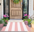 Front Outdoor Door Mat 2'x3',Pink Striped Outdoor Rug Machine Washable Cotton Layered Door Mat Entryway Throw Rug for Indoor Entrance