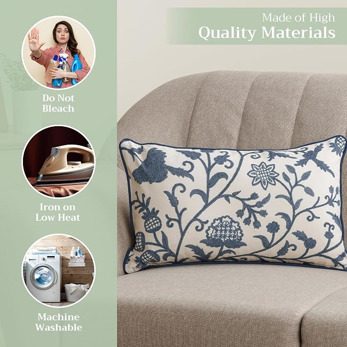 Maison d' Hermine Throw Pillow Covers 100% Cotton (12" x 20" - Pack of 1)