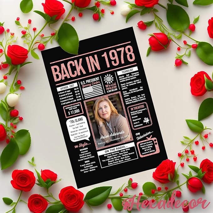 Happy 47th Birthday Decorations For Women - Personalized 47 Year Old Gifts for Her, 47 Birthday Decorations Rose Gold, 47 Yr Old Bday Decor, Party Supplies, Back In Poster, Female Birthday Presents