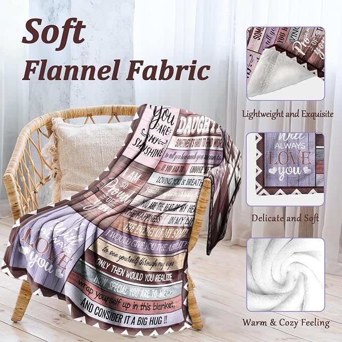 Daughter Gifts, Best Gifts for Daughter Blanket from Mom Dad, Best Birthday Gifts for Daughters Adult, to My Daughter Christmas Mothes Day Throw Blanket Gifts 50"x60"