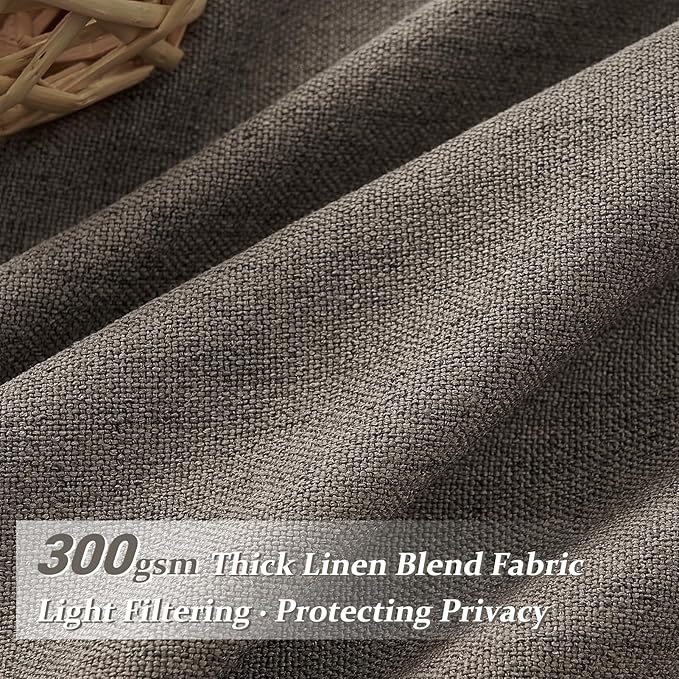 Chocolate Tart Extra Long 108 Inch Floor to Ceiling Curtains for Dining Room, Memory Shape Pinch Pleat Thick Natural Linen Modern Curtain Luxury Decor Light Filtering Window Drapes 2 Panels 9FT Length