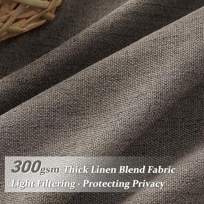 Memory Trained Pinch Pleated Flax Linen 102 Inch Extra Long Curtains for Kids Room, Chocolate Tart Semi Sheer Privacy Nursery Drapes 2 Panels Set Light Filtering Office Decorative Curtain Window Decor