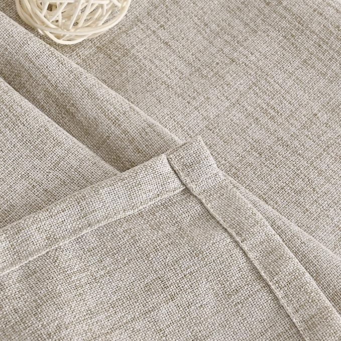 YoungsTex Natural Linen Curtains 42 X 84 Inch Long for Living Room 2 Panels | Bronze Grommet Semi Sheer Drapes Rustic Light Filtering for Dining Bedroom, 42 X 84 Inch