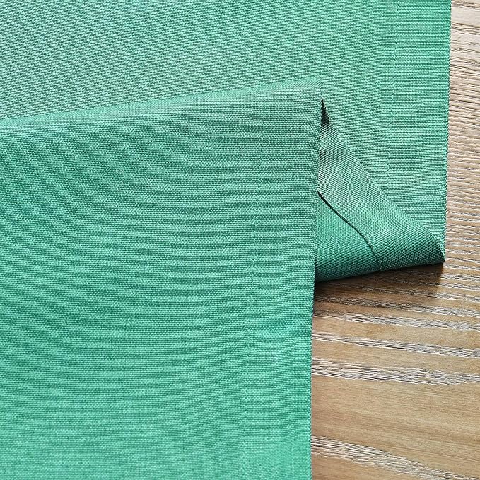 ZeeMart Basic Linen Style Table Runner, 14x90 Inch Teal | Mitered Corner Design, Medium Weight Fabric, Rustic Farmhouse Style, Machine Washable Easy Care Everyday Table Scarf
