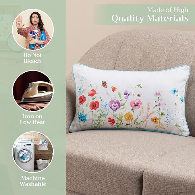 Maison d' Hermine Throw Pillow Covers 100% Cotton (12" x 20" - Pack of 1)