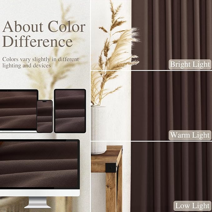 Coffee Linen Curtains 80 Inch Length 2 Panels Set Back Tab Rod Pocket Textured Sheer Light Filtering Boho Room Decor Aesthetic Curtains Burlap Look Curtain Drapes for Living Room Bedroom 52x80