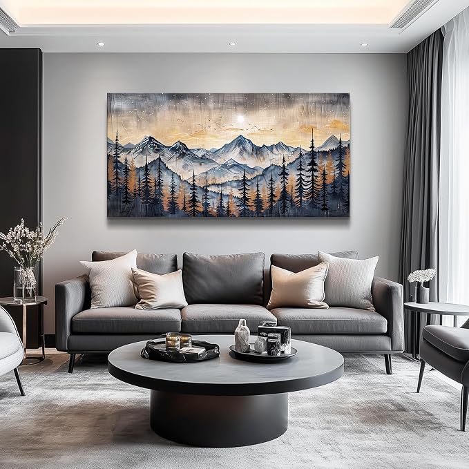 QIYILEXWART Canvas Wall Art For Living Room Large Wall Decor For Office Bedroom Decorations Mountain Landscape Pictures Abstract Painting Artwork Room Wall Mural Aesthetic Home Decor 30x60 In