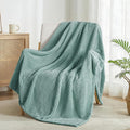 Exclusivo Mezcla Large Waffle Fleece Throw Blanket for Couch, Celadon | Lightweight Soft Blanket for Sofa, Bed, Living Room, Plush Fluffy Throw for Home Decor, Travel, All Season, 50x70 Inches