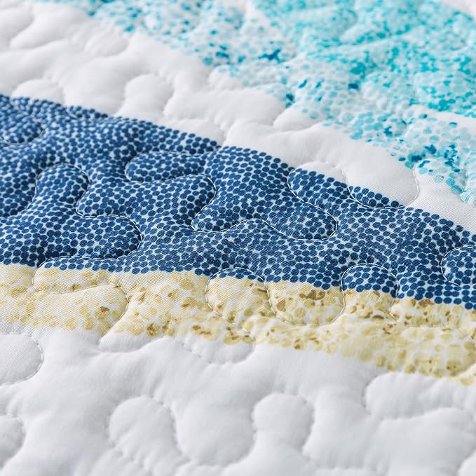 NEWLAKE Quilt Bedspread Sets - West Coastal Pattern Reversible Coverlet Set, King Size