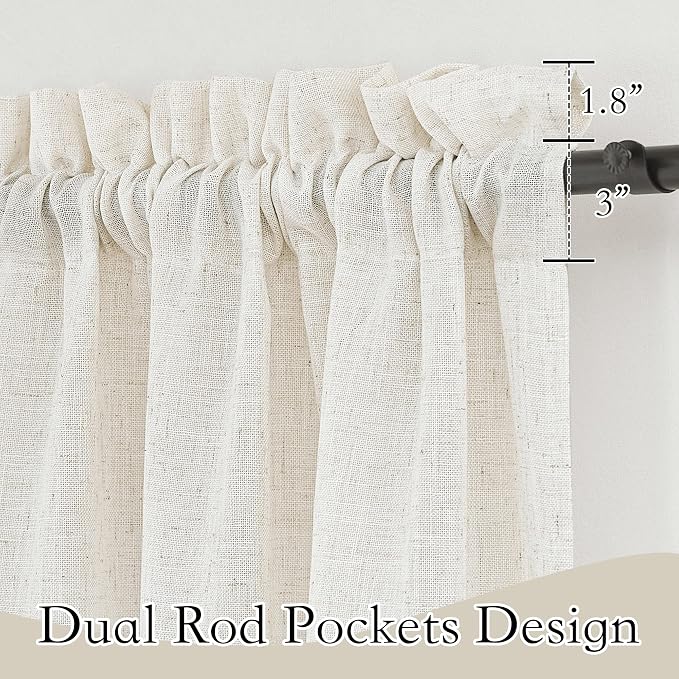 RYB HOME Light Filtering Curtains 84 inches Long for Farmhouse | Linen Semi Sheer, Curtains for Living Room Bedroom, Privacy Soften Sunlight Drapes, W52 x L84, Linen, 2 Panels
