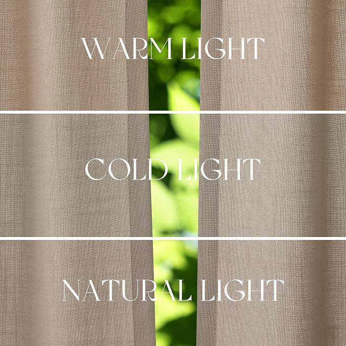 Jowels Dark Taupe Linen Curtains 108 Inch Long 2 Panels for Living Room | Light Filtering Semi Sheer Curtain, Back Tab Pocket Pleated Look, Boho Farmhouse Textured Privacy Drapes for Bedroom Window