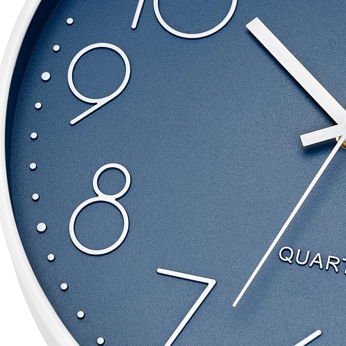 Foxtop Large 14" Wall Clock Silent Battery Operated Analog Clock, Cerulean | Non-Ticking, Round, Quartz, Easy to Read, Living Room, Bedroom, Kitchen, Office