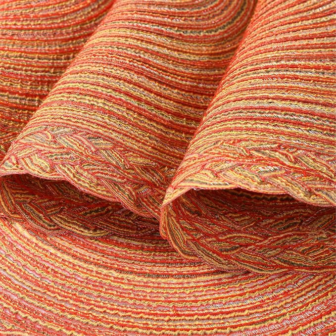SHACOS Round Placemats Set of 6 Woven Round Table Mats 15 inch Circle Braided Edge Washable Cotton Polyester Kitchen Dining Table Place Mats, Fall Color Mix