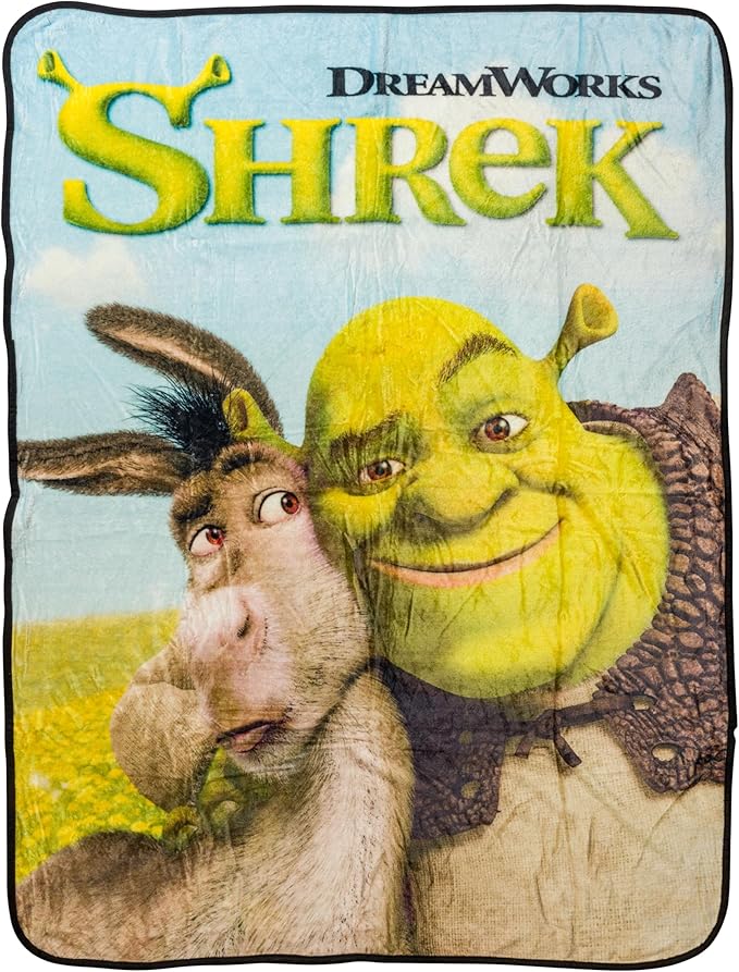 Silver Buffalo Shrek and Donkey Hugging, Fleece Throw Blanket, 45x60in | Soft and Cozy, 250 GSM