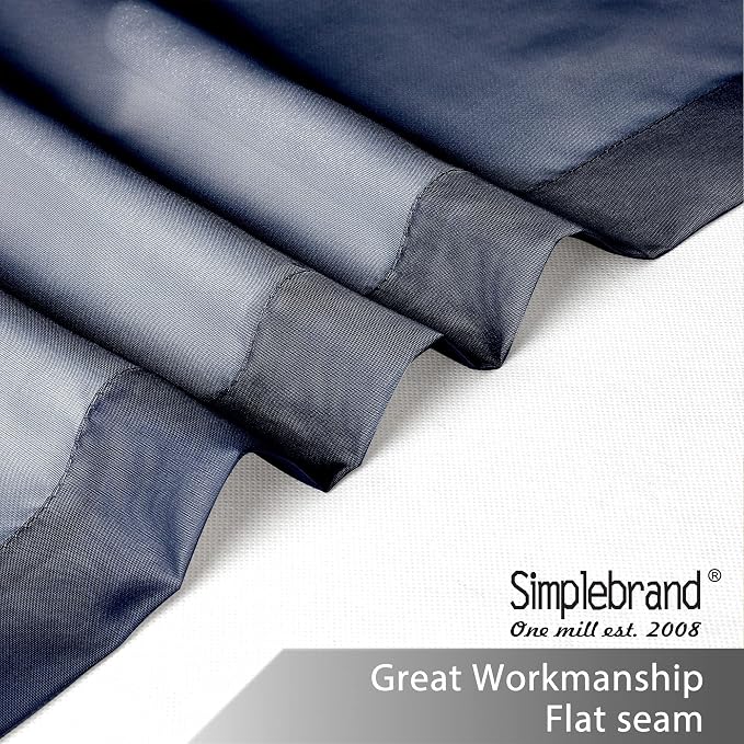 Simplebrand Navy Short Sheer Curtains 45 Inch Length for Small Windows, Rod Pocket 2 Panels Set Solid Voile Drapes Window Sheer Curtains for Bedroom Bathroom Kids Room Kitchen, 42x45 Inch, Navy