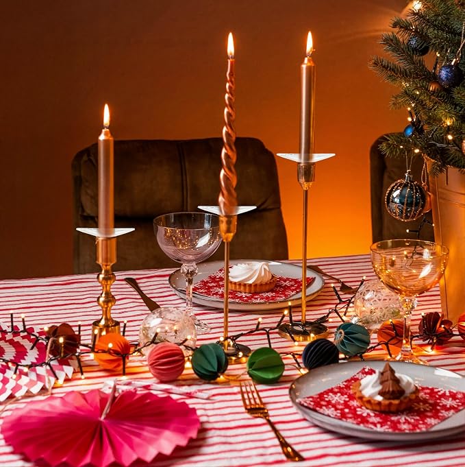 12 Pieces Bent Glass Candle Bobeches for Candlesticks, Candle Wax Drip Protector Taper Candle Drip Catcher Ring (Round)