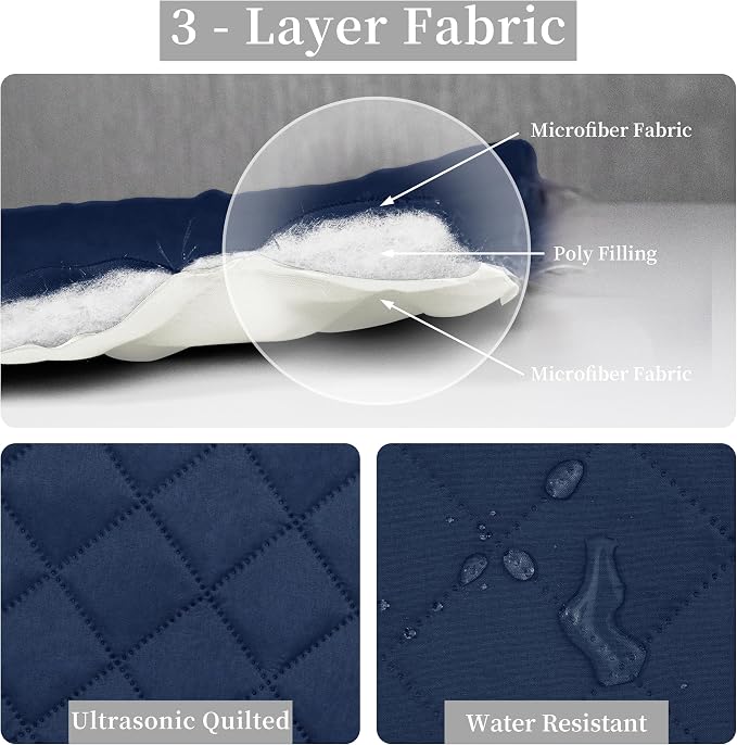 Easy-Going Reversible Quilt Set King, Bedspread with 2 Shams, Navy/Ivory | Machine Washable Lightweight Bed Comforter, 1 Quilt + 2 Pillow Shams, All Season Bed Coverlets for Bedroom