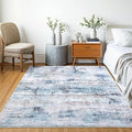 Machine Washable Area Rug, Soft & Durable, Non-Slip, Stain Resistant Rug for Bedroom, Living Room, Dining Room, High Traffic Areas. (Blue/White Abstract, 9' X 12')