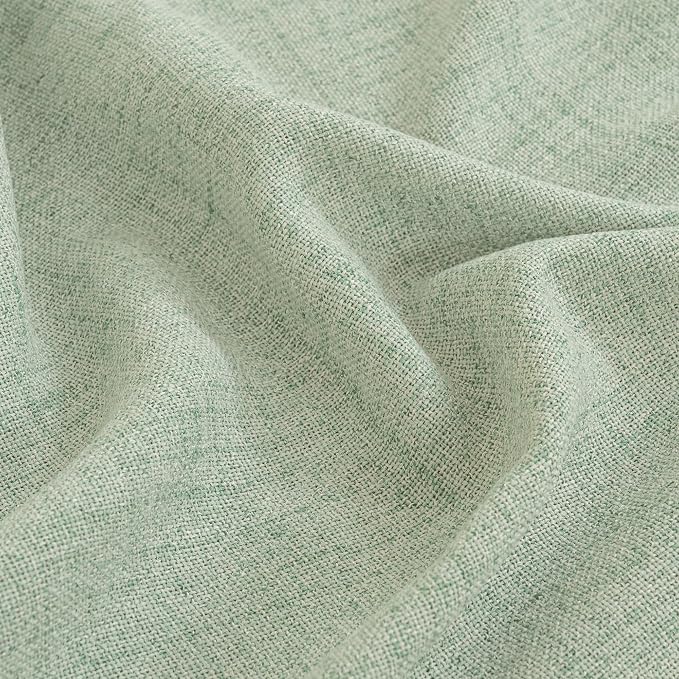 YoungsTex Sage Green Linen Curtains 80 Inch Length for Living Room, Semi Sheer Drapes Light Filtering with Back Tab Rod Pocket for Bedroom Spring Window Treatments, 52 X 80 Inch, 2 Panels
