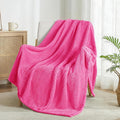 Exclusivo Mezcla Large Waffle Fleece Throw Blanket for Couch, Hot Pink | Lightweight Soft Blanket for Sofa, Bed, Living Room, Plush Fluffy Throw for Home Decor, Travel, All Season, 50x70 Inches