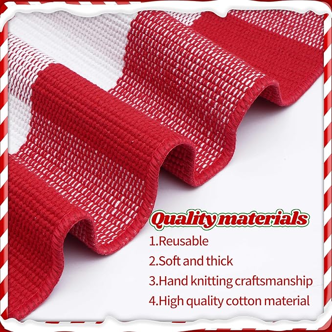 Christmas Buffalo Plaid Rug 5x7 Ft, Red White Indoor Outdoor Rug | Cotton Blend, Hand-Woven Look, Machine Washable, Layering Rug, Porch Entryway Decor