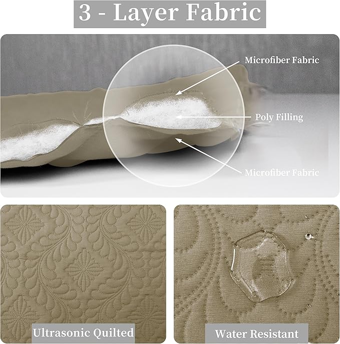 Easy-Going Reversible Quilt Set Twin, Bedspread with 1 Shams | Olive leaf-Beige/Beige, Lightweight Bed Comforter, 1 Quilt + 1 Pillow Shams, All-Season Coverlets for Bedroom