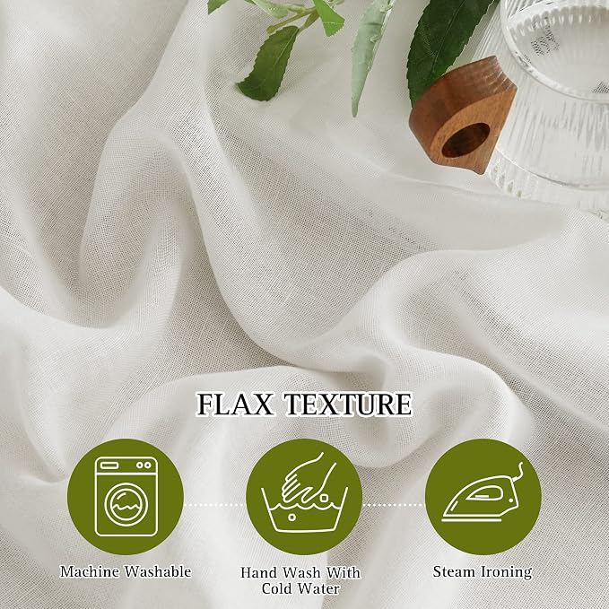 NICETOWN Bedroom Curtains Linen Blend 90 inches Long, Grommet Privacy Semi Sheer Curtains Privacy Window Treatments with Light Filtering for Bedroom, Natural, W36 x L90, 2 Panels