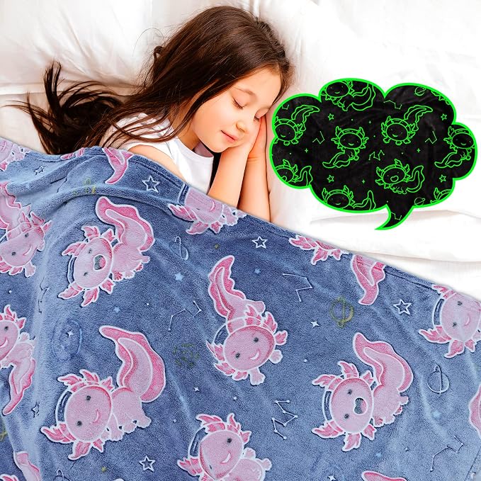 GEULAY Axolotl Blanket for Toddler Girls, 40x50 Inches | Small, Flece Throw, Axolotl Toys, Kids Room Decor, Birthday Gift, Ages 2-10