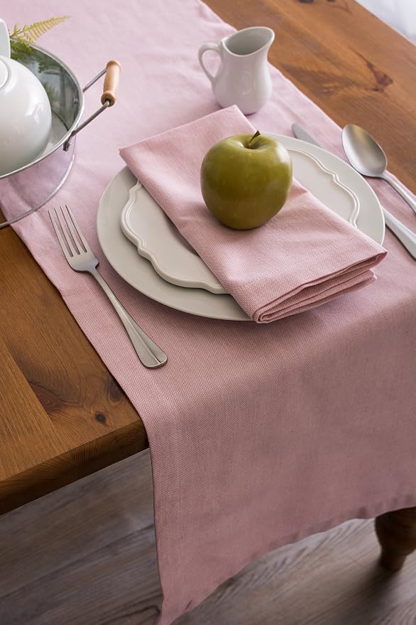DII Chambray Kitchen, Tabletop Collection, Rose, 14x72 Table Runner