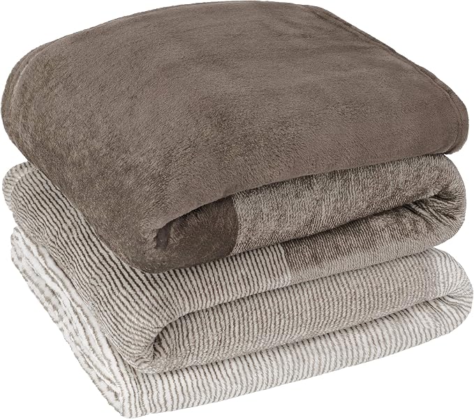 PAVILIA Taupe Ombre Fleece Throw Blanket for Couch Sofa Bed, 50x60
