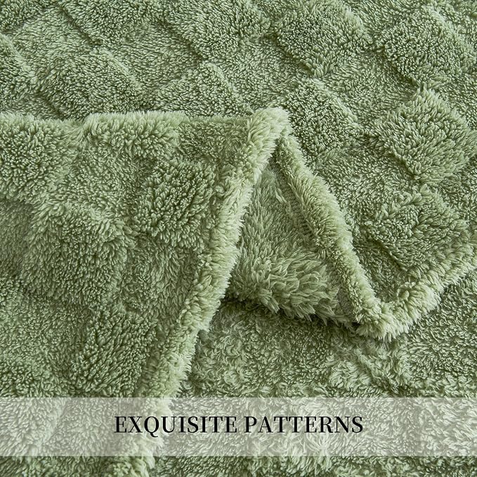 Aganear Flannel Throw Blanket - Cozy Soft Lightweight Fuzzy Checkered Throw Blanket for Women Portable Throw Blankets for Couch, Warm Present for Birthday, Christmas(50"x70", Sage Green)
