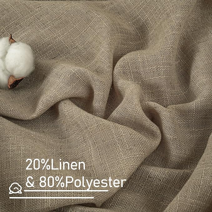 Light Filtering Linen Curtains 68 inches Long for Bedroom 2 Panels | Light Filtering Panels, Semi Sheer, Rod Pocket Back Tab, Neutral Drapes for Bedroom, Window, Living Room, Taupe, 52 x 68 Inch
