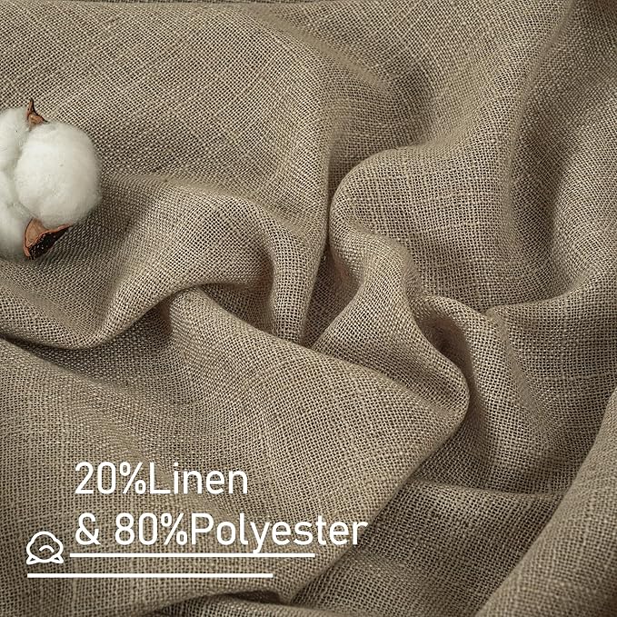 Taupe Linen Sheer Curtains 90 Inch Length for Living Room 2 Panels | Soft Thick, Light Filtering Bedroom Curtains, Linen Textured, Farmhouse, Country Decor Drapes, Bronze Grommet, 52 x 90 Inch