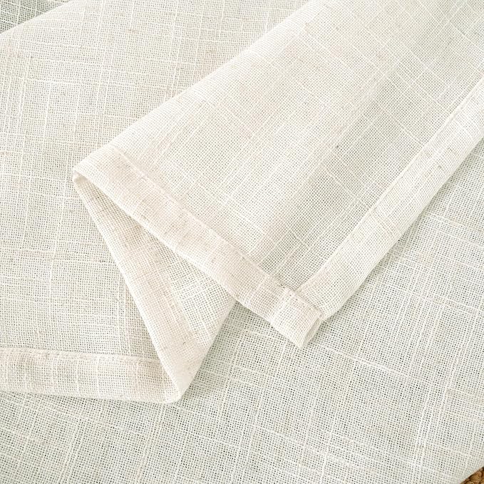 48 Inch Short Window Linen Curtains 2 Panels, 34 x 48 Inch | Light Filtering Panels, Semi Sheer, Neutral Drapes for Cafe, Bathroom, Kitchen, Bedroom, Rod Pocket Back Tab, Cream Ivory