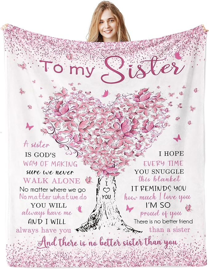 Sister Birthday Gifts, Sisters Gifts from Sis, Gift for Sister Birthday Blanket 40"x 50", Best Big Sisters Birthday Graduation Ever Gift Ideas for Women