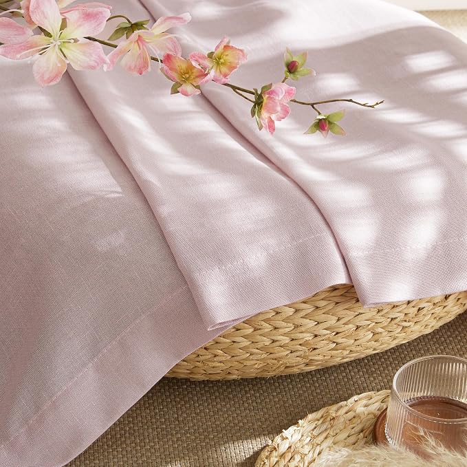 NICETOWN Semi Sheer Blush Pink Curtains 84 inch Length, Rod Pocket & Back Tab Light Filtering Window Treatments Privacy Added Drapes for Living Room, W55 x L84, 2 Panels