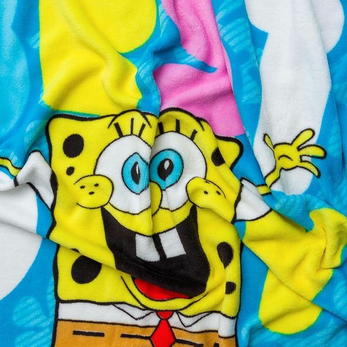 Silver Buffalo Spongebob Squarepants, Fleece Throw Blanket, 45x60in | Nickelodeon, Have the Best Day Ever, Flannel, 180 GSM
